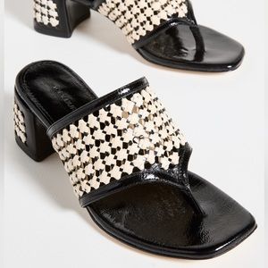 Tory Burch Black Raffia Block Heel